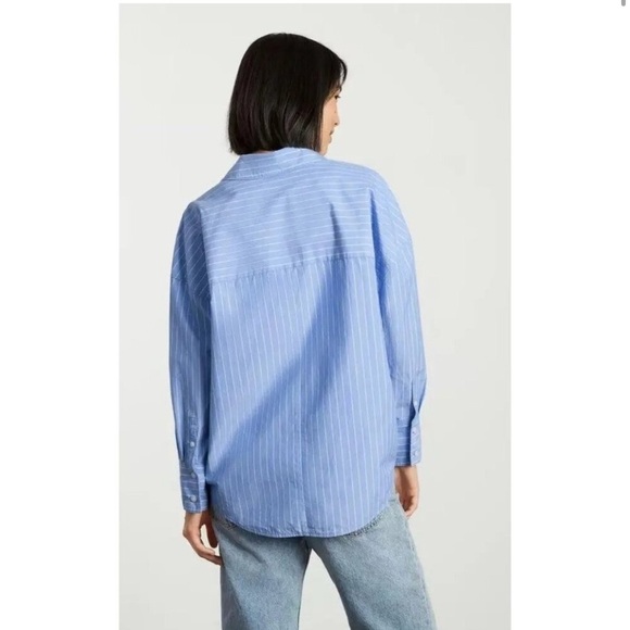 Everlane Blue & White Striped Relaxed Fit Button-Down Shirt XS - Picture 5 of 14